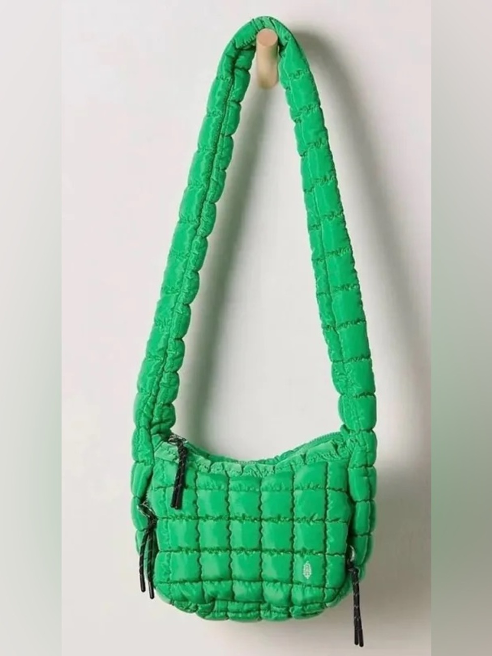 Free People Movement Quilted Mini Carryall Sling Bag Kelly Green Puffer Bag